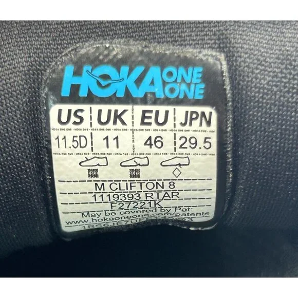 Hoka One One Men's Teal Aquarelle Clifton 8 Running Athletic Shoes Sz 11.5D 3021 - Picture 9 of 16